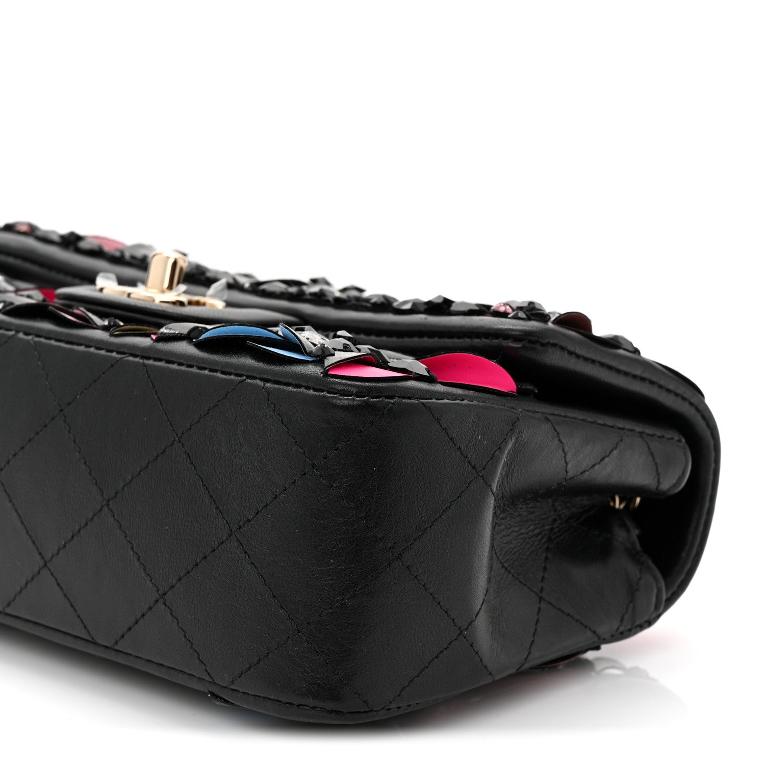 Chanel Lambskin Crystal Mini Rectangular Flap Black Multicolor 10 of 11