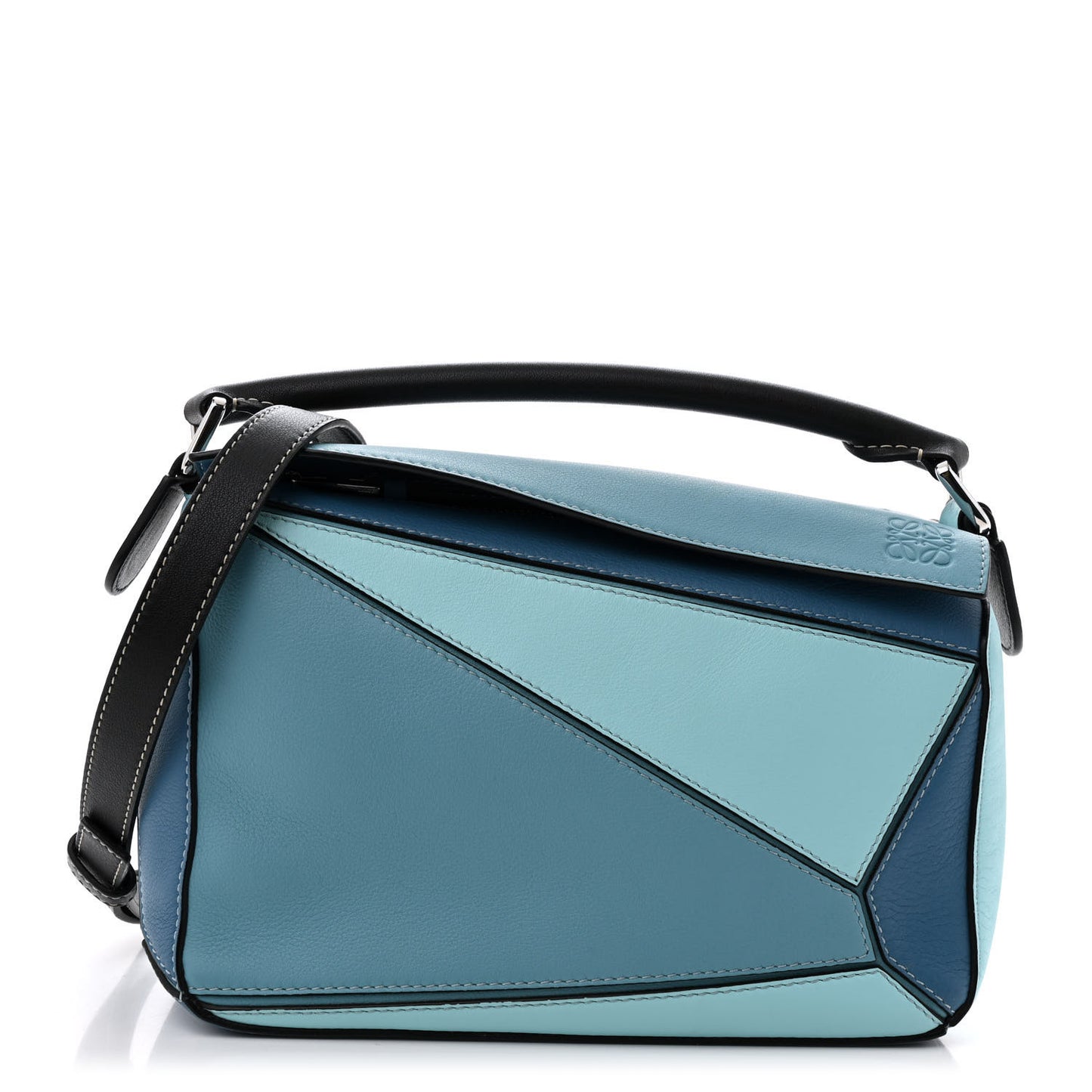 Calfskin Small Puzzle Bag Light Blue Aqua