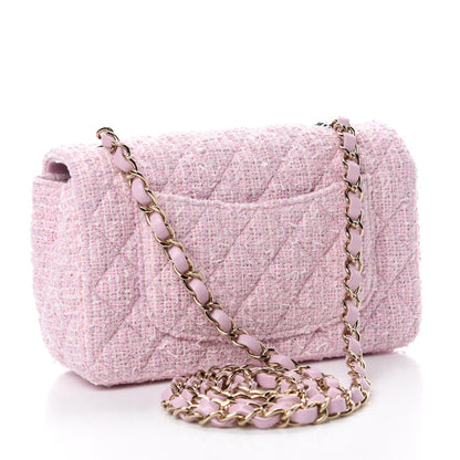 Chanel Tweed Quilted Mini Rectangular Flap Pink 3 of 11