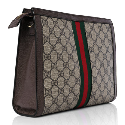 Gucci GG Supreme Monogram Web Ophidia Pouch Brown 3 of 13