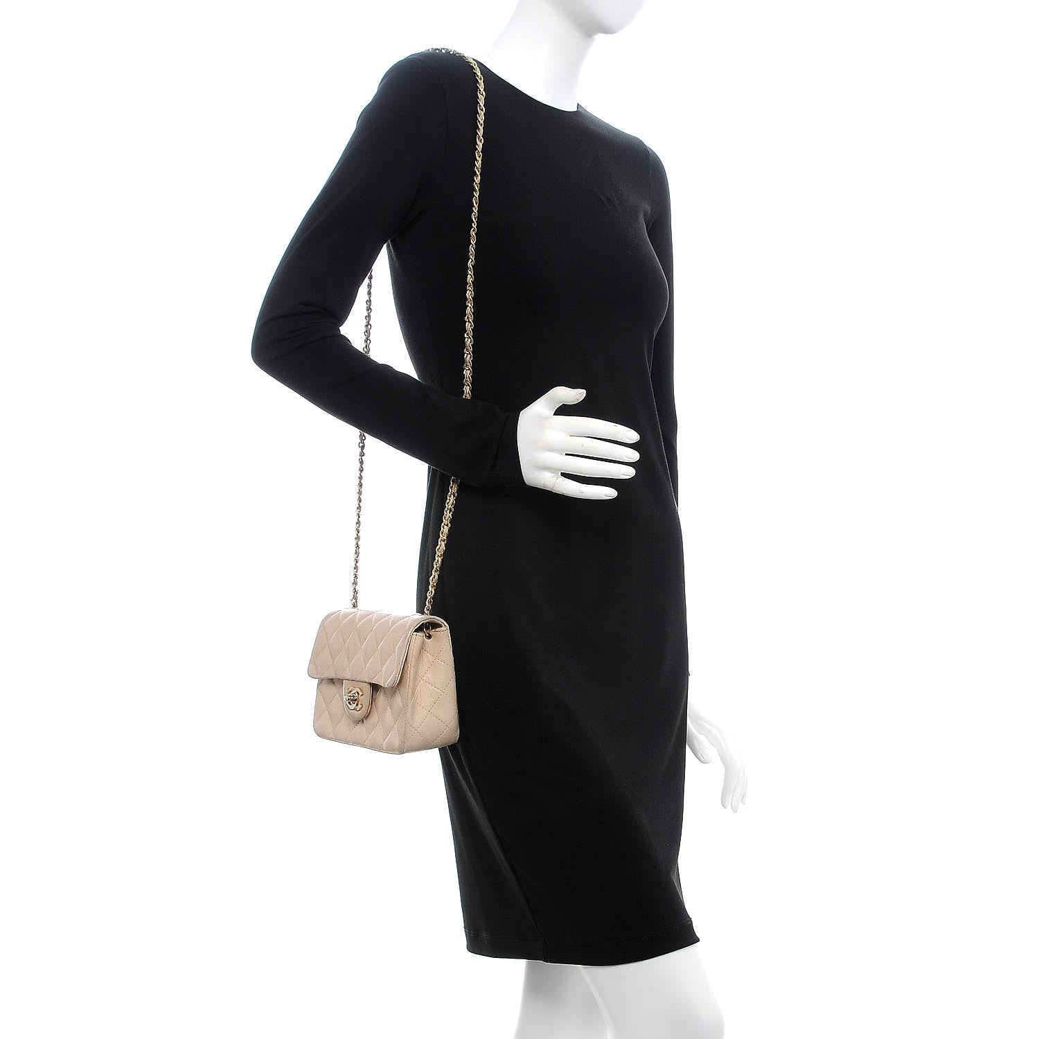 Chanel Lambskin Quilted Mini Rectangular Flap Beige 2 of 17