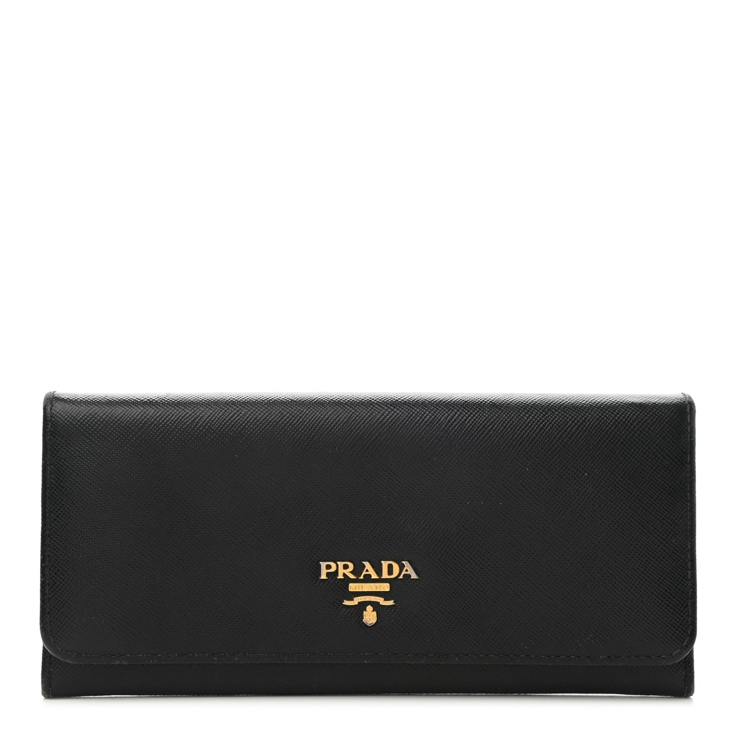 Saffiano Metal Continental Flap Wallet Black