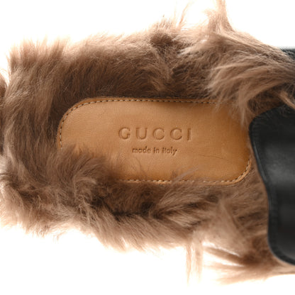 Gucci Calfskin Fur Womens Princetown Slippers 40 Black 6 of 10