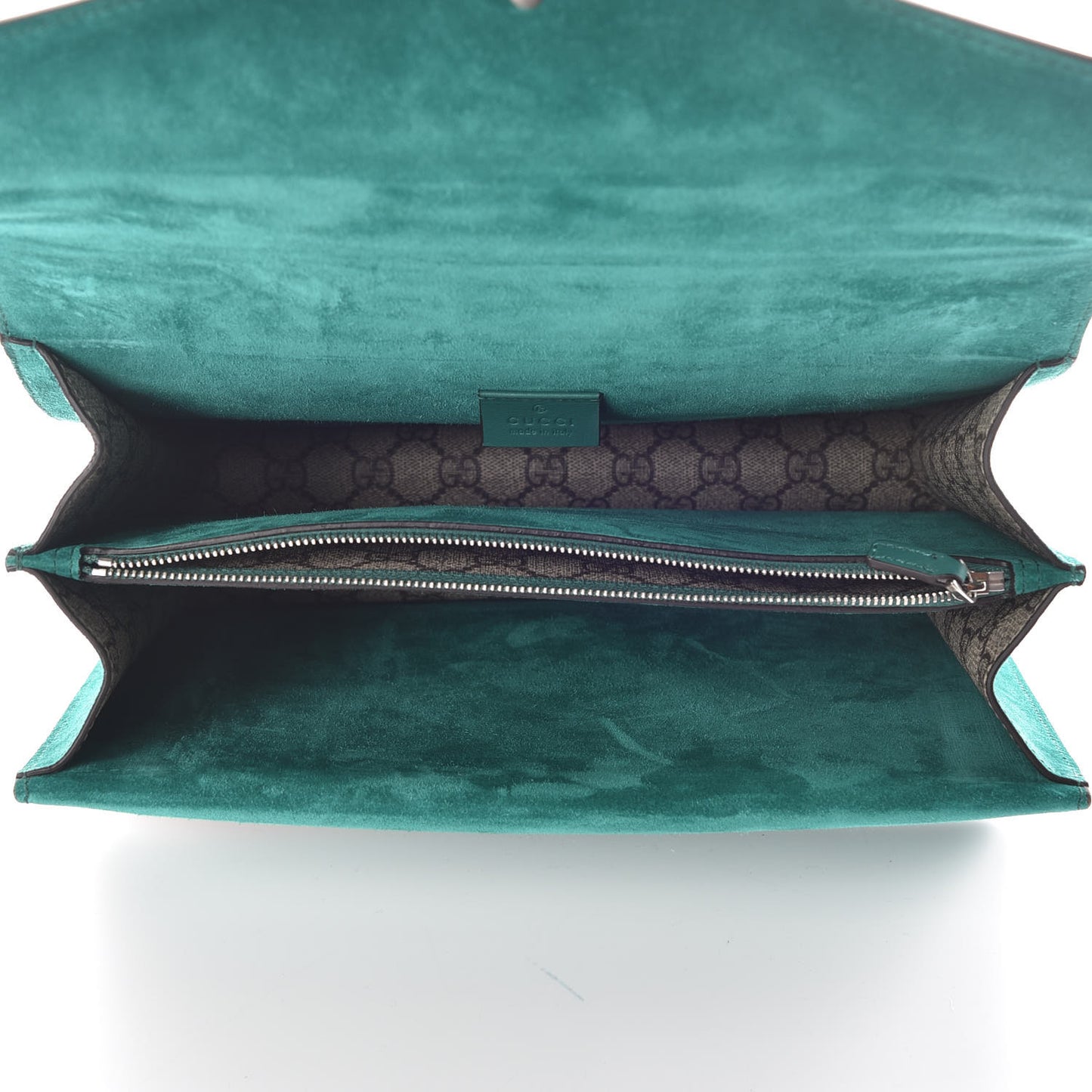 GG Supreme Monogram Embroidered Medium Dionysus Shoulder Bag Emerald
