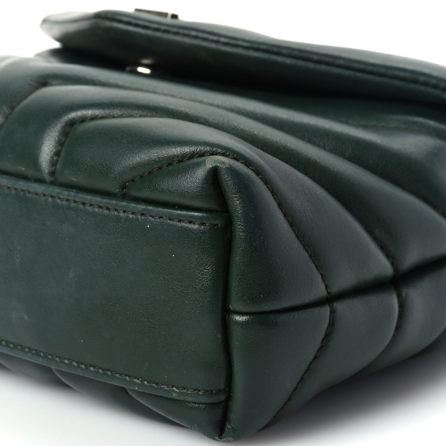 Saint Laurent Calfskin Y Quilted Monogram Toy Loulou Crossbody Bag Deep Green 8 of 8