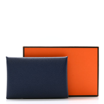 Hermes Epsom Verso Calvi Card Case Bleu Saphir Vert Anglais 8 of 8