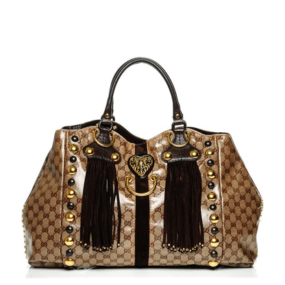 Gucci Crystal Monogram Large Babouska Tote Dark Brown 1 of 6