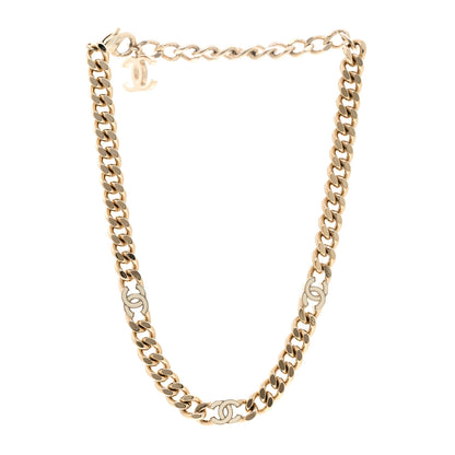 Chanel Metal Enamel Chain CC Choker Gold White 3 of 6