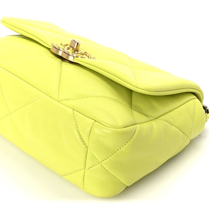 Chanel Shiny Lambskin Quilted Medium  19 Flap  Neon Yellow 9 of 10