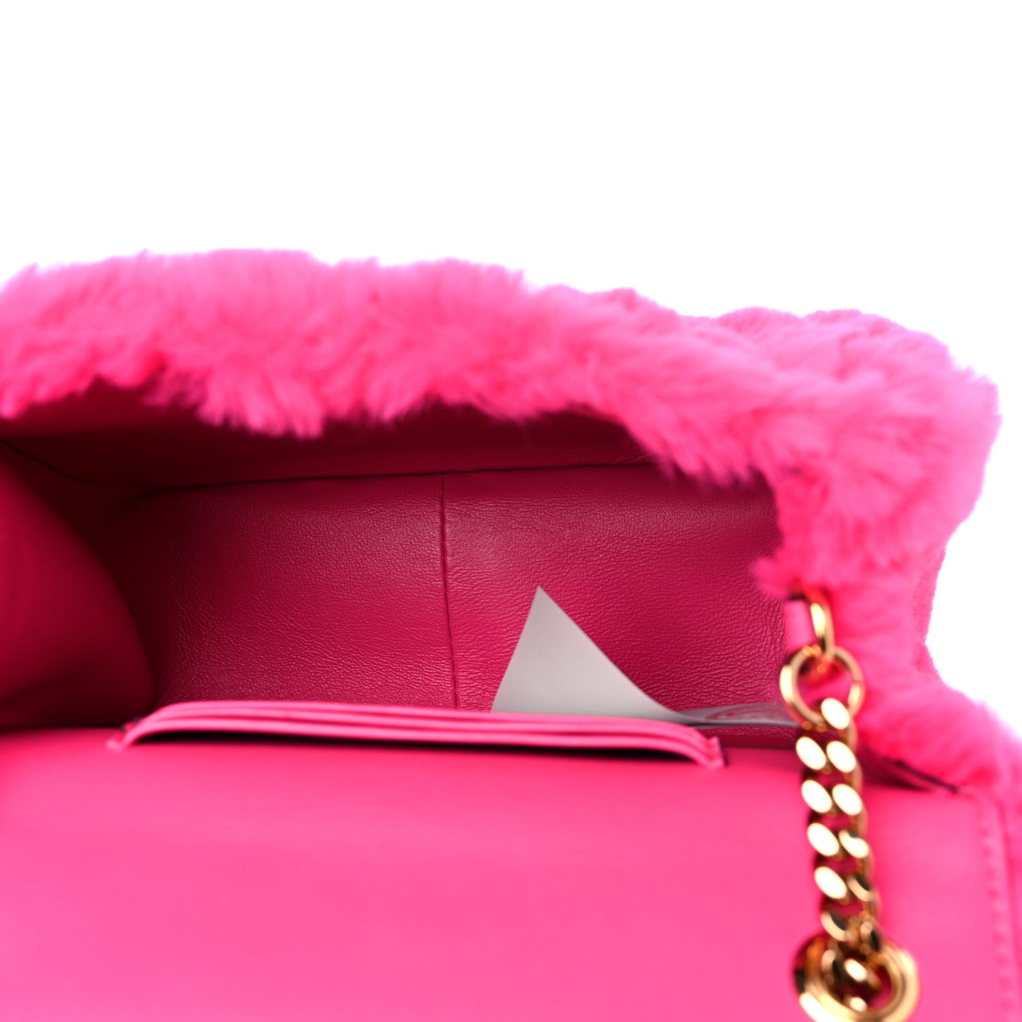 Faux Fur Quilted Virtus Shoulder Bag Fuxia