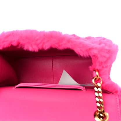 Versace Faux Fur Quilted Virtus Shoulder Bag Fuxia 5 of 9