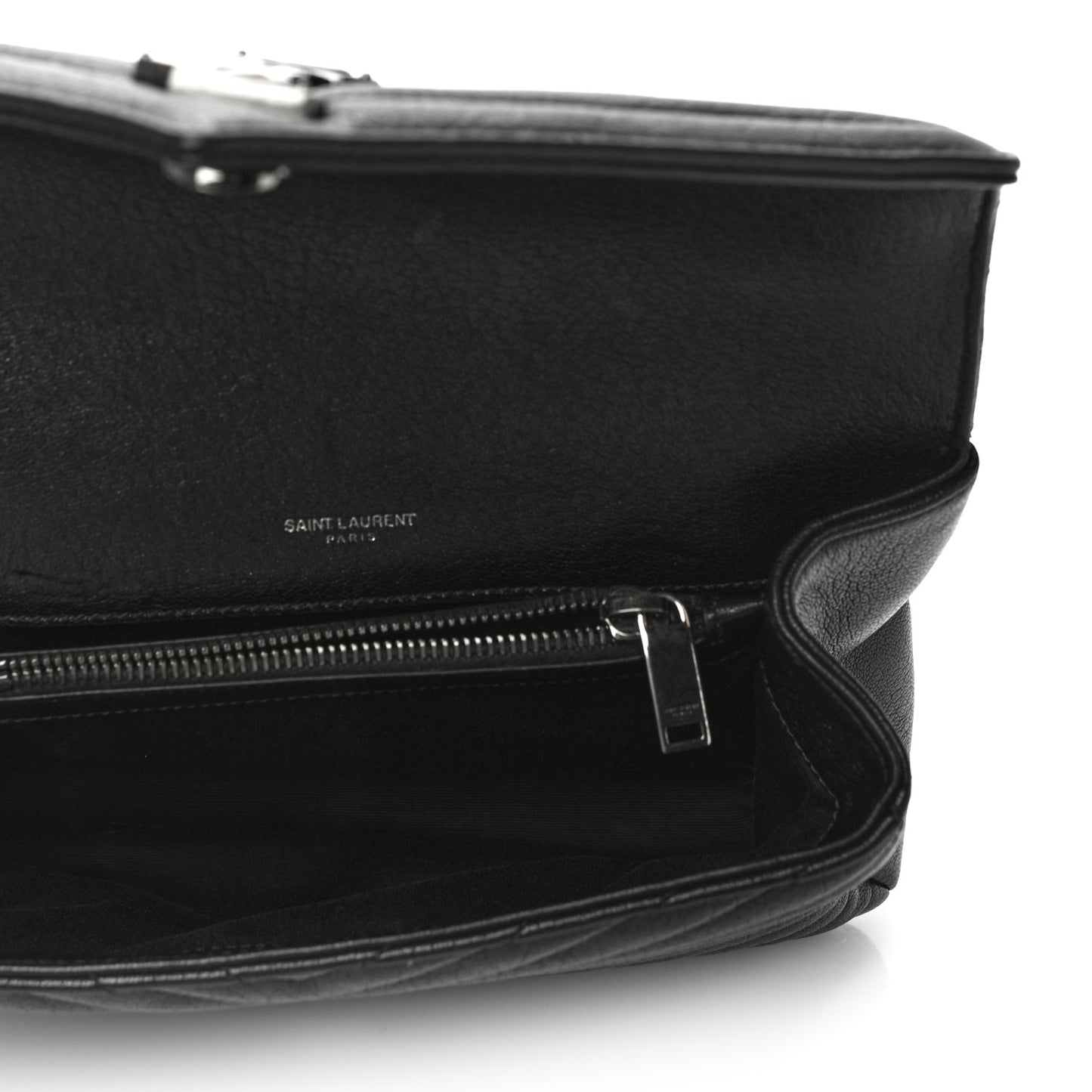 Sheepskin Matelasse Chevron Monogram Medium College Bag Black