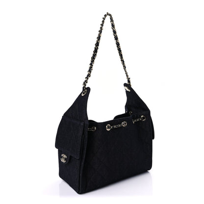 Chanel Denim Quilted Small  25 Handbag Dark Blue 2 of 8
