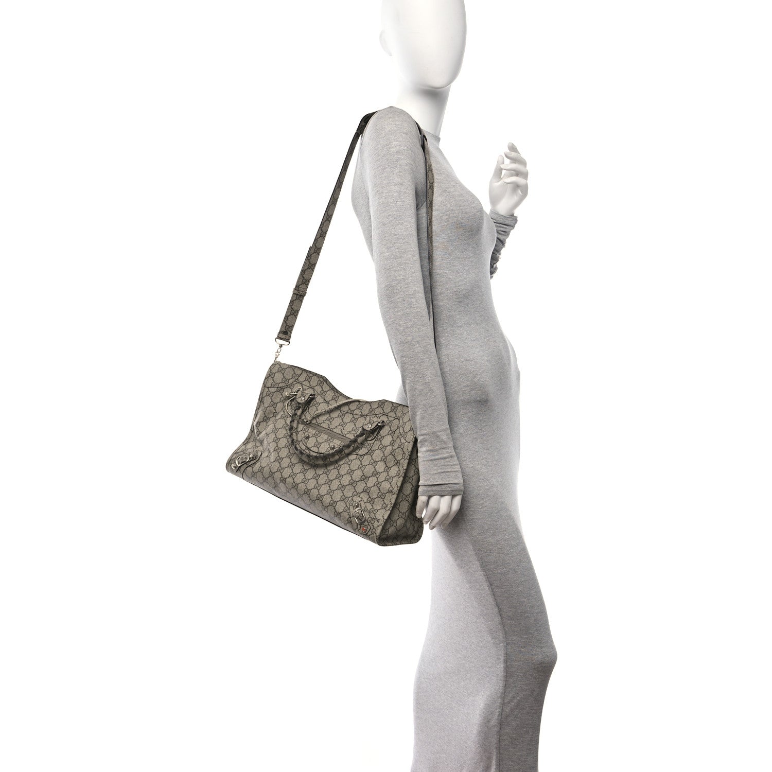 Balenciaga X GUCCI GG Supreme Monogram Neo Classic Silver Hardware City Beige Ebony 2 of 11