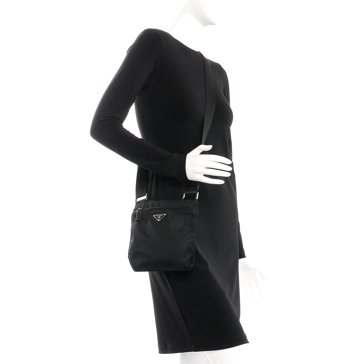 Prada Nylon Vela Flat Messenger Bag Black 2 of 10