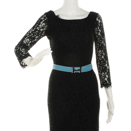 Hermes Swift Epsom 32mm H Belt 85 Blanc Blue Jean 2 of 3