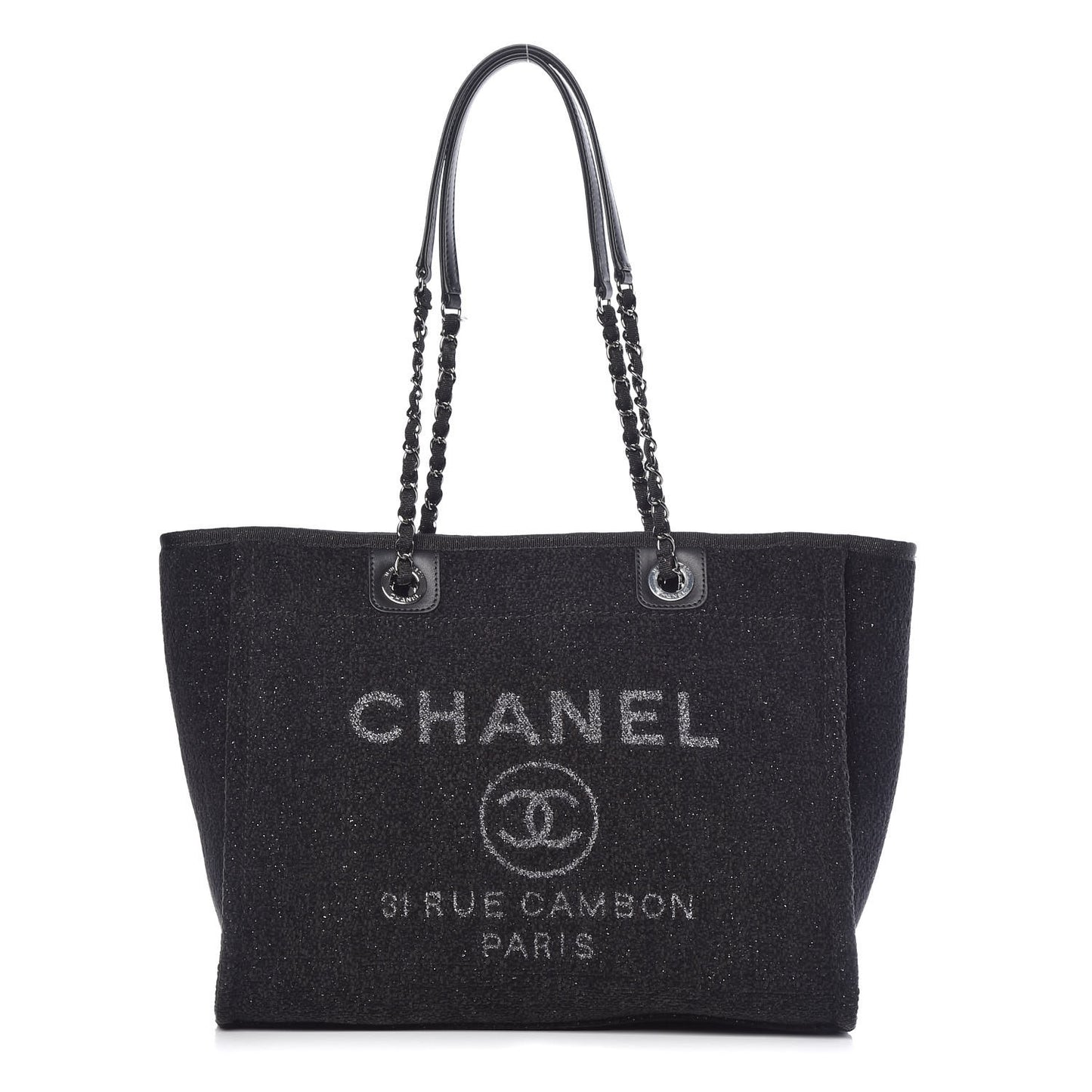Lurex Boucle Small Deauville Tote Black