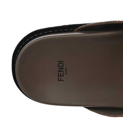 Fendi Calfskin FF Embossed Slide Sandals 40.5 Maya Black 11 of 12