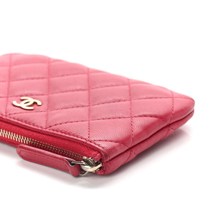 Chanel Lambskin Quilted Small Cosmetic Case Dark Pink 12 of 15