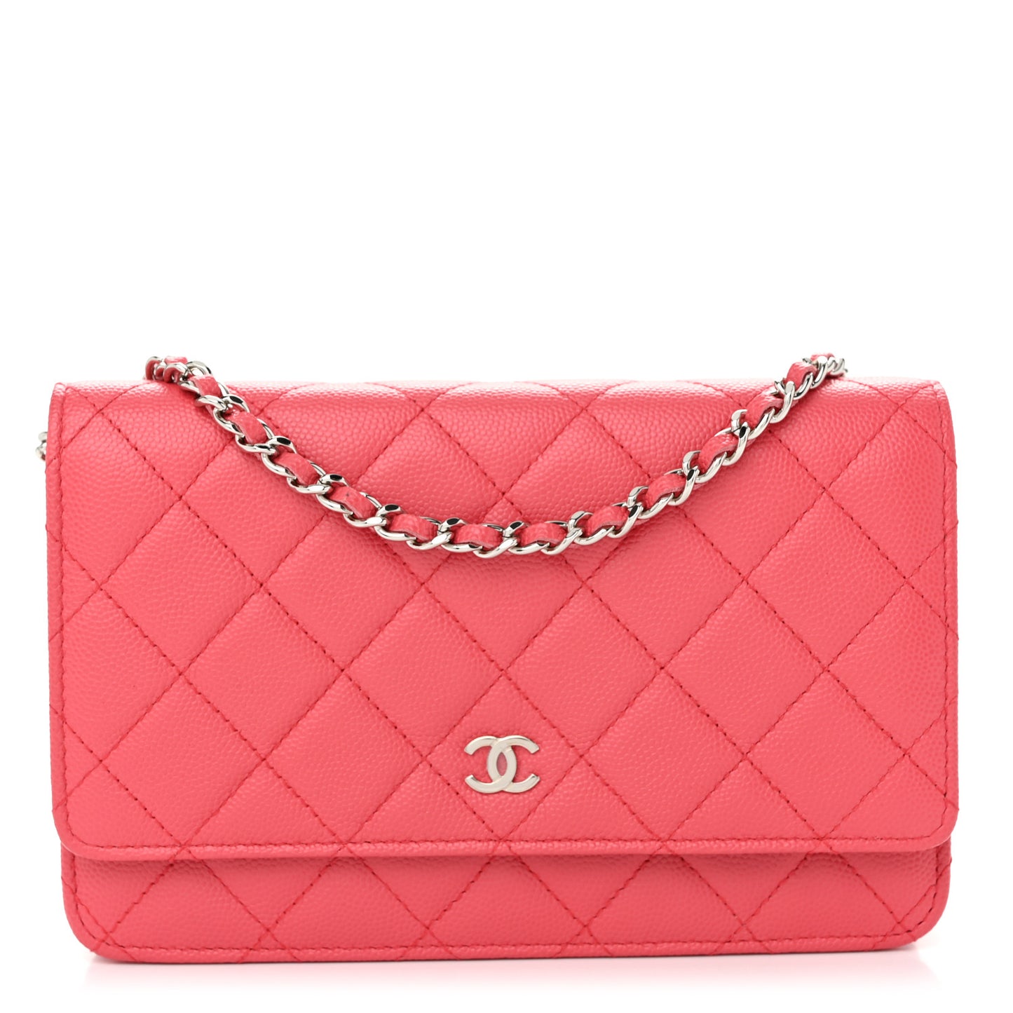 Caviar Quilted Wallet on Chain WOC Coral