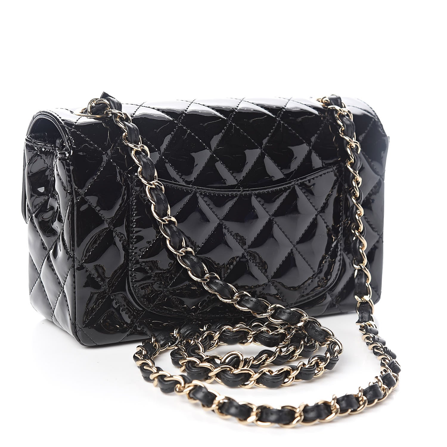 Chanel Patent Calfskin Quilted Mini Rectangular Flap Black 3 of 10