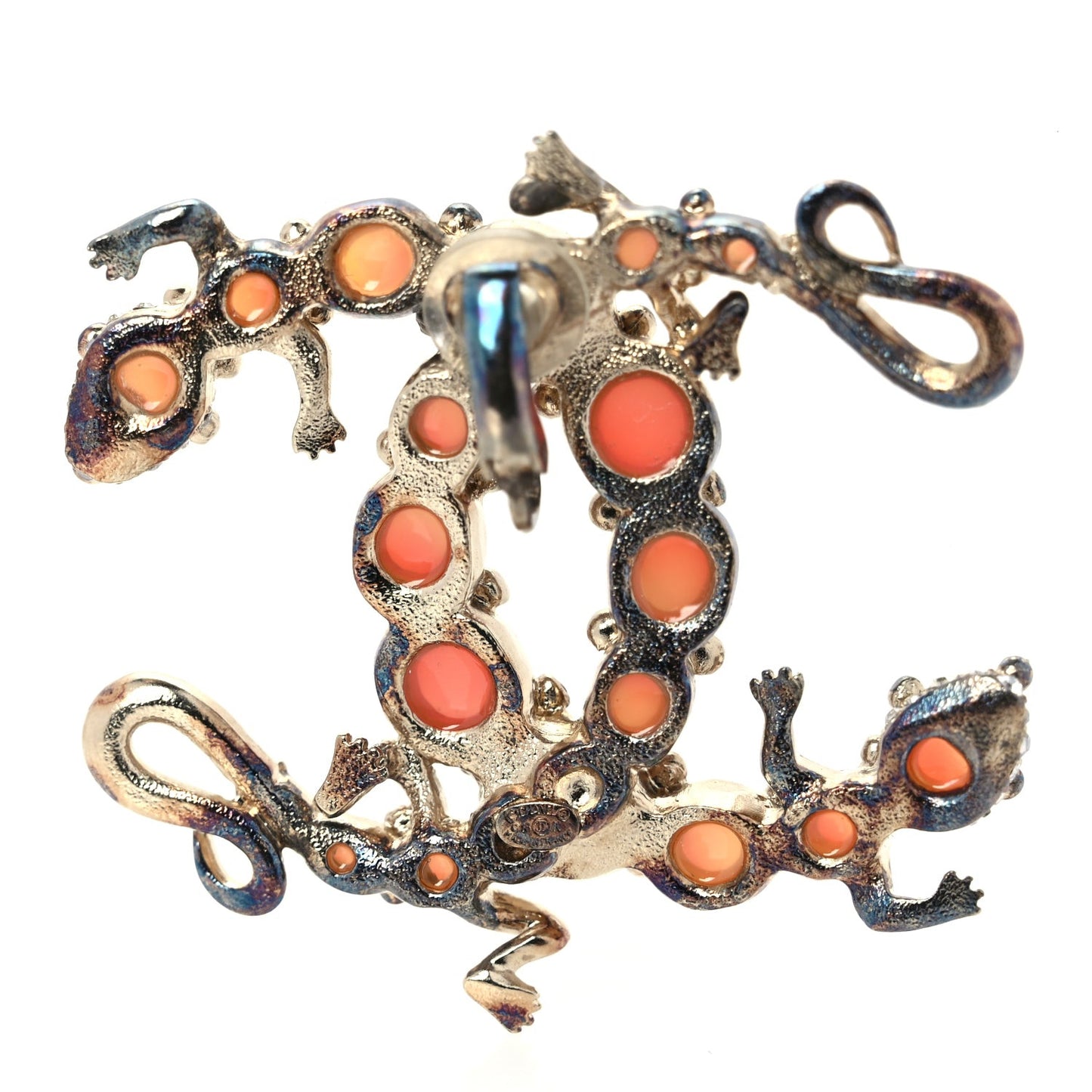 Crystal CC Gecko Clip On Earrings Gold
