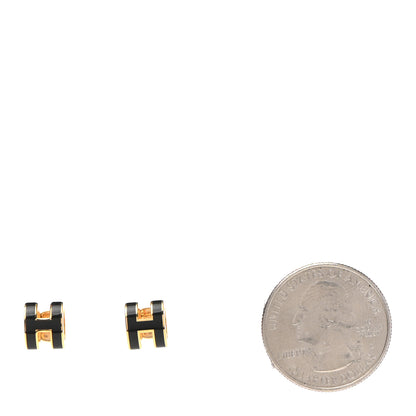 Hermes Gold Lacquered Pop H Earrings Black 2 of 7
