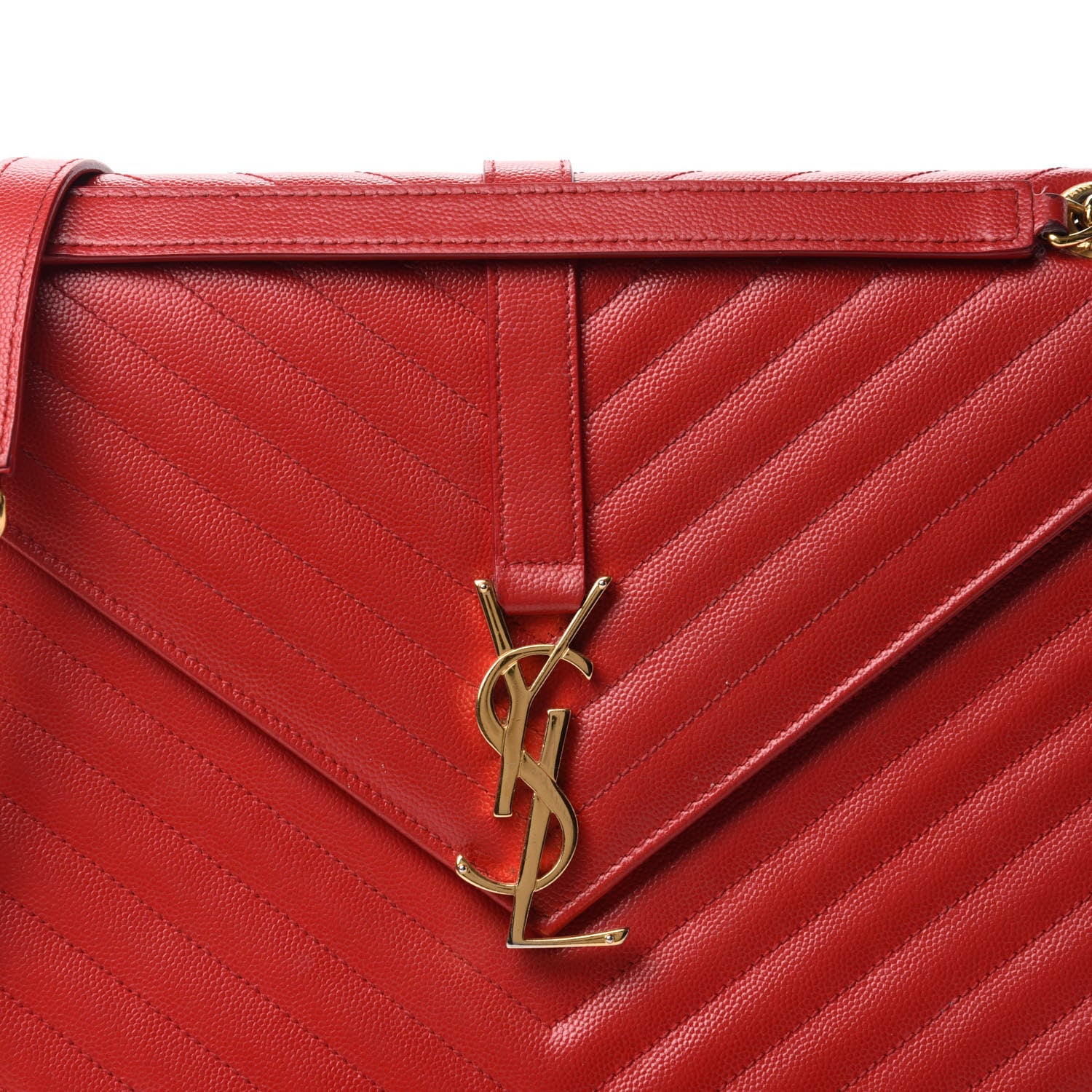 Saint Laurent Grain De Poudre Matelasse Chevron Large Monogram Satchel Lipstick Red 18 of 18