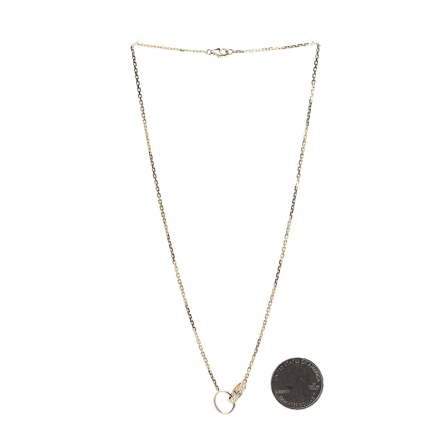 18K Yellow Gold Diamond Interlocking LOVE Necklace