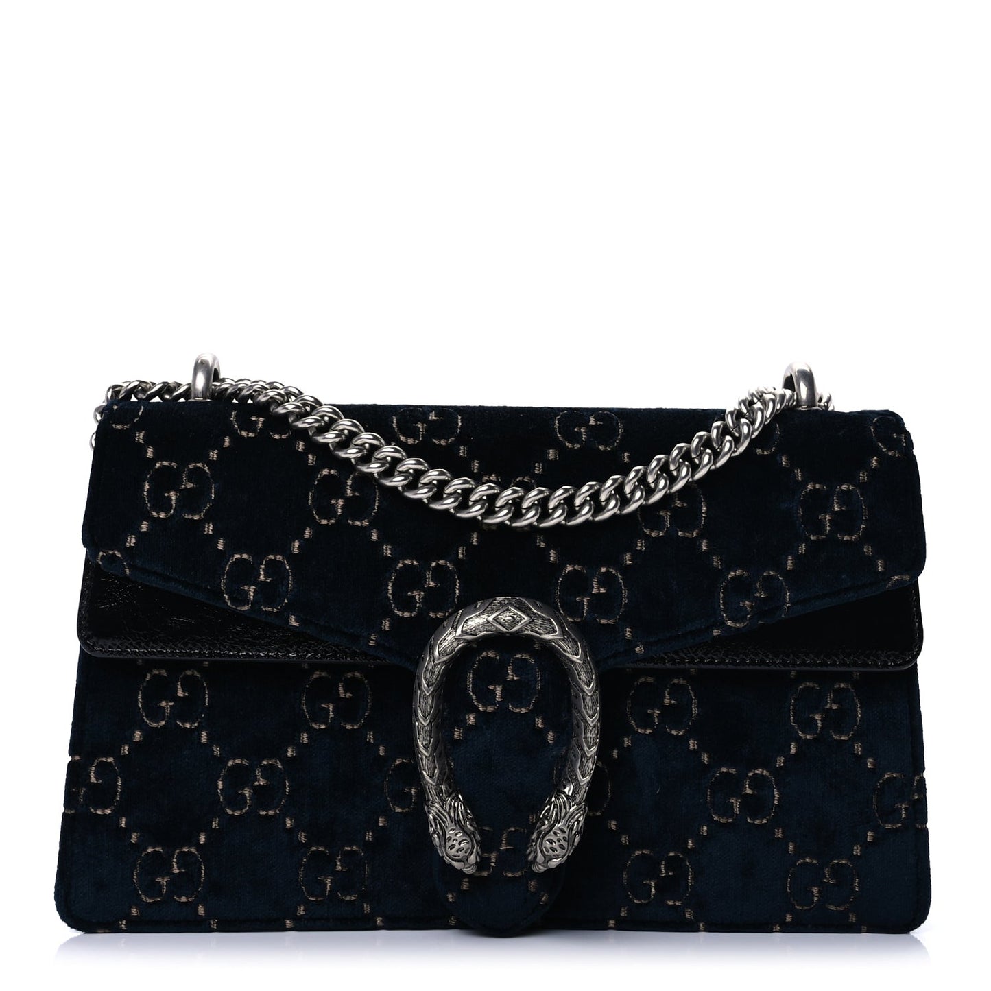 Velvet Skipper GG Monogram Small Dionysus Shoulder Bag  Blue Beige Black
