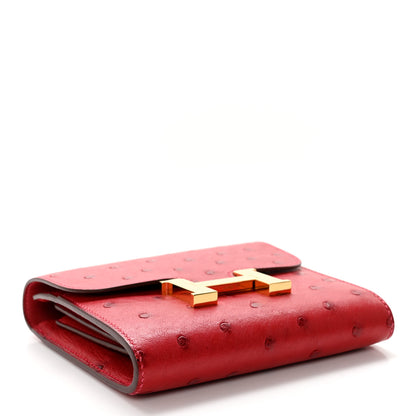 Hermes Ostrich Constance Short Wallet Rouge Vif 3 of 6