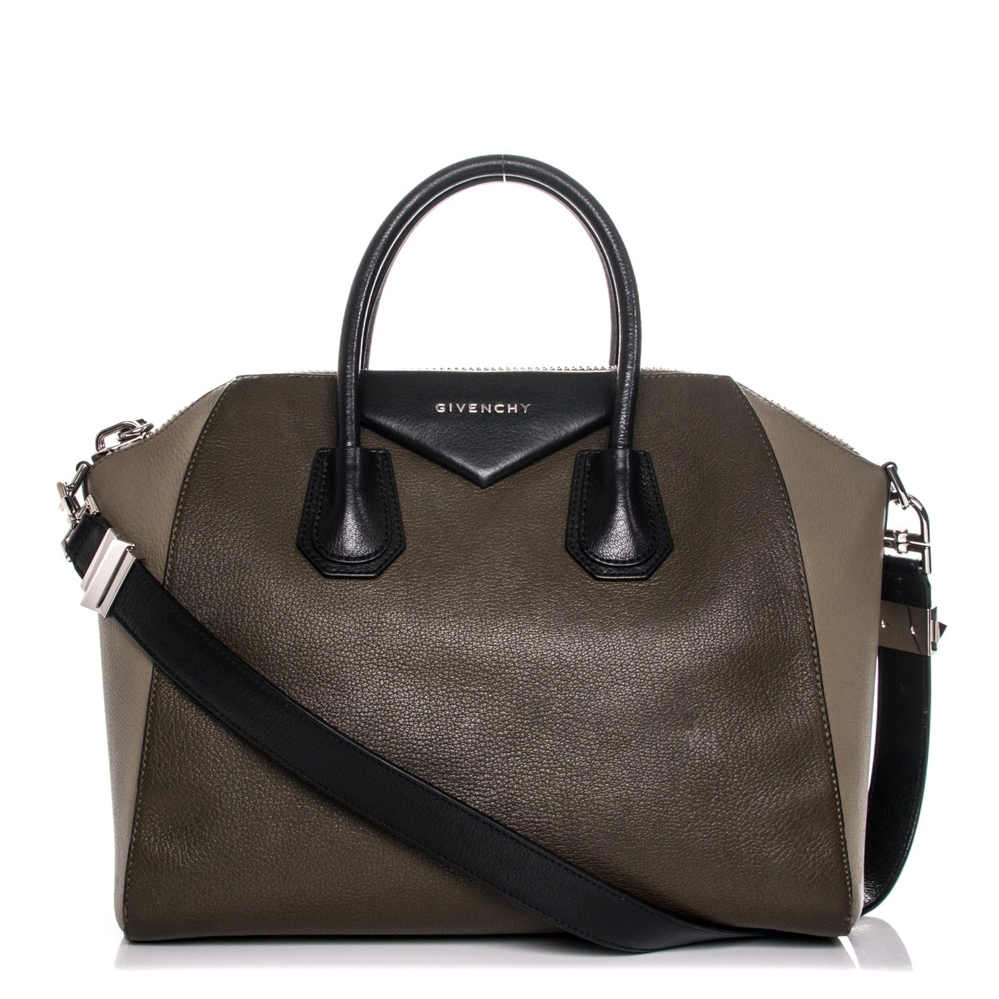 Sugar Goatskin Medium Tri-Color Antigona Khaki Black