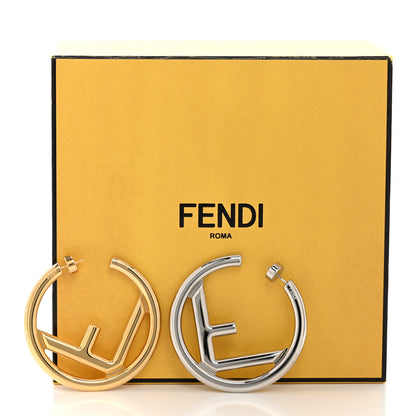 Fendi Metal FF Hoop Earrings Gold Silver 7 of 7