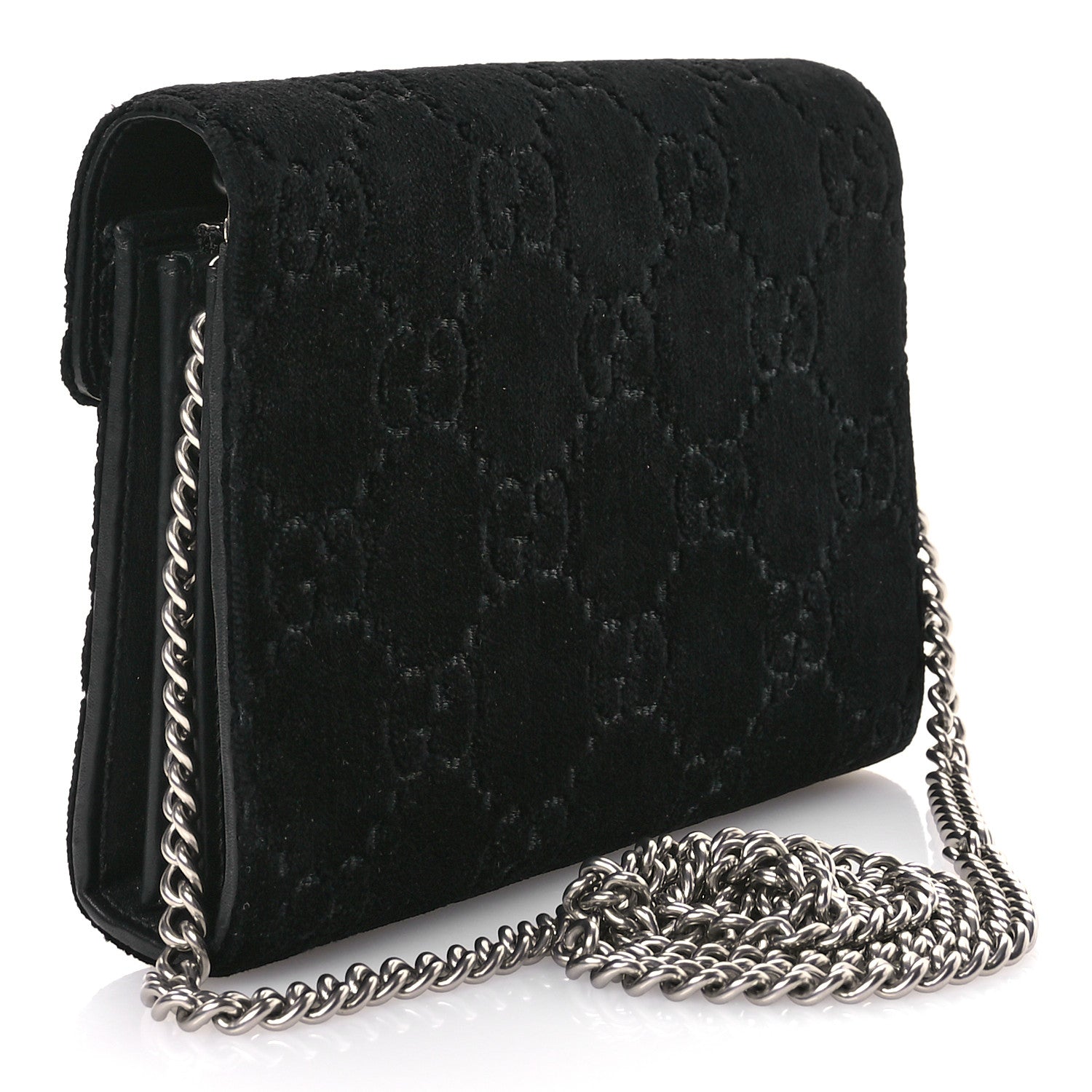 Gucci Velvet GG Monogram Mini Dionysus Chain Wallet Black Diamond 3 of 12