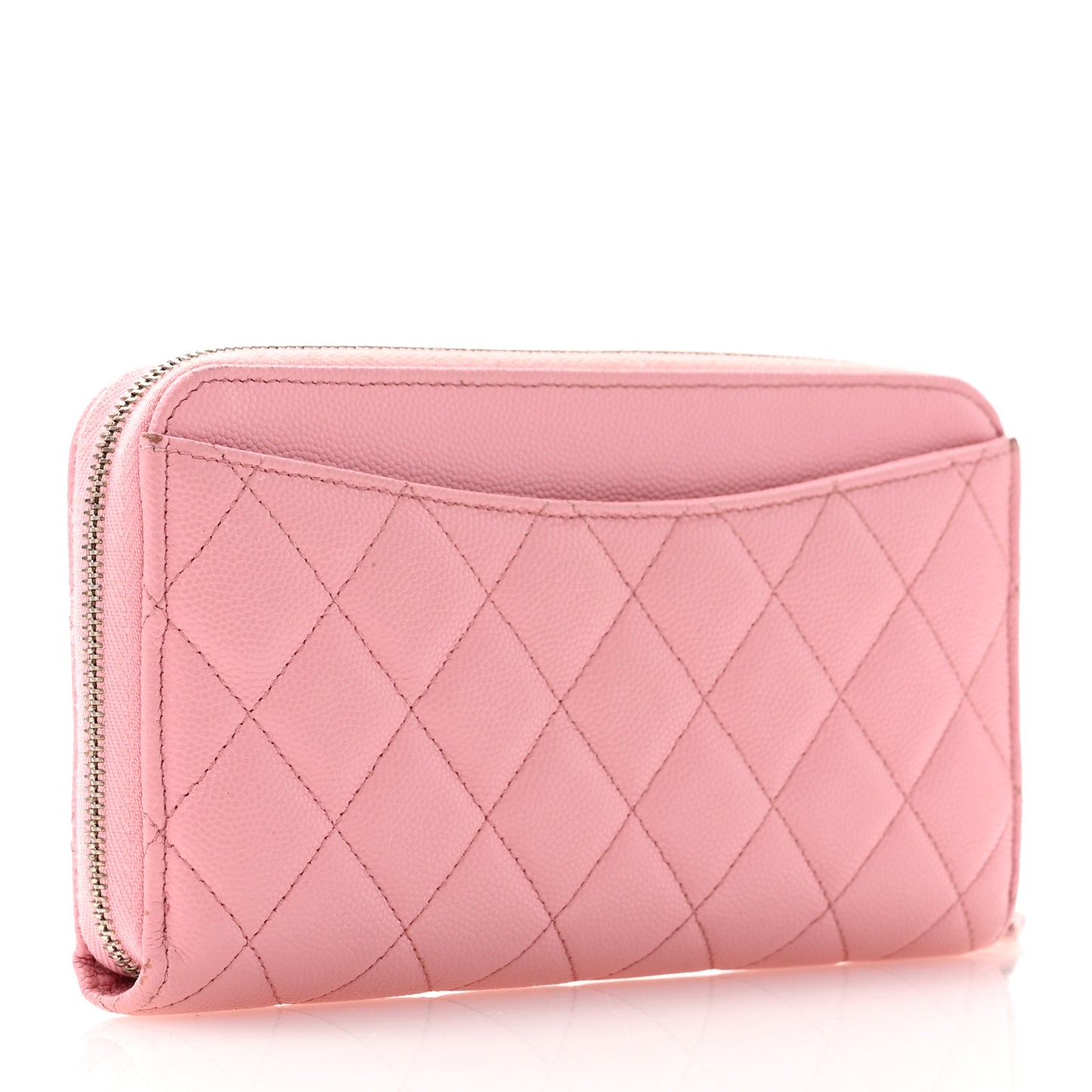 Caviar Quilted Large Gusset Zip Around Wallet Pink