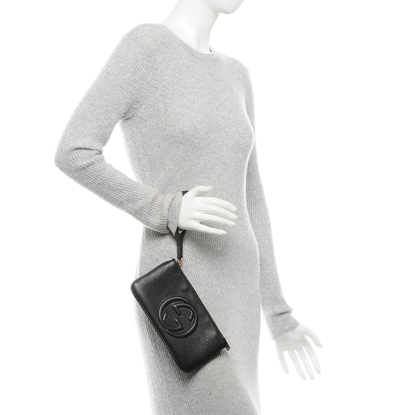 Pebbled Calfskin Soho Wristlet Black