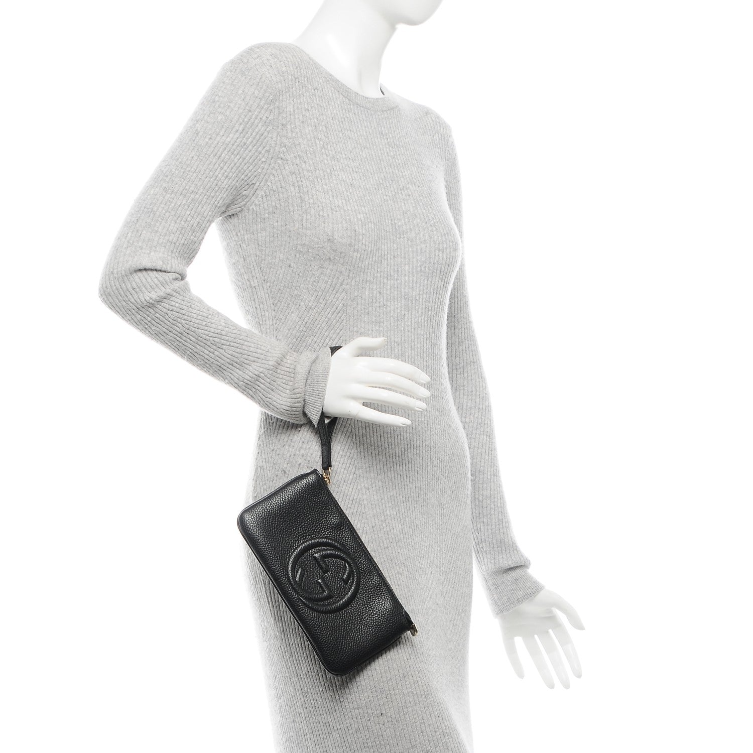 Gucci Pebbled Calfskin Soho Wristlet Black 2 of 7