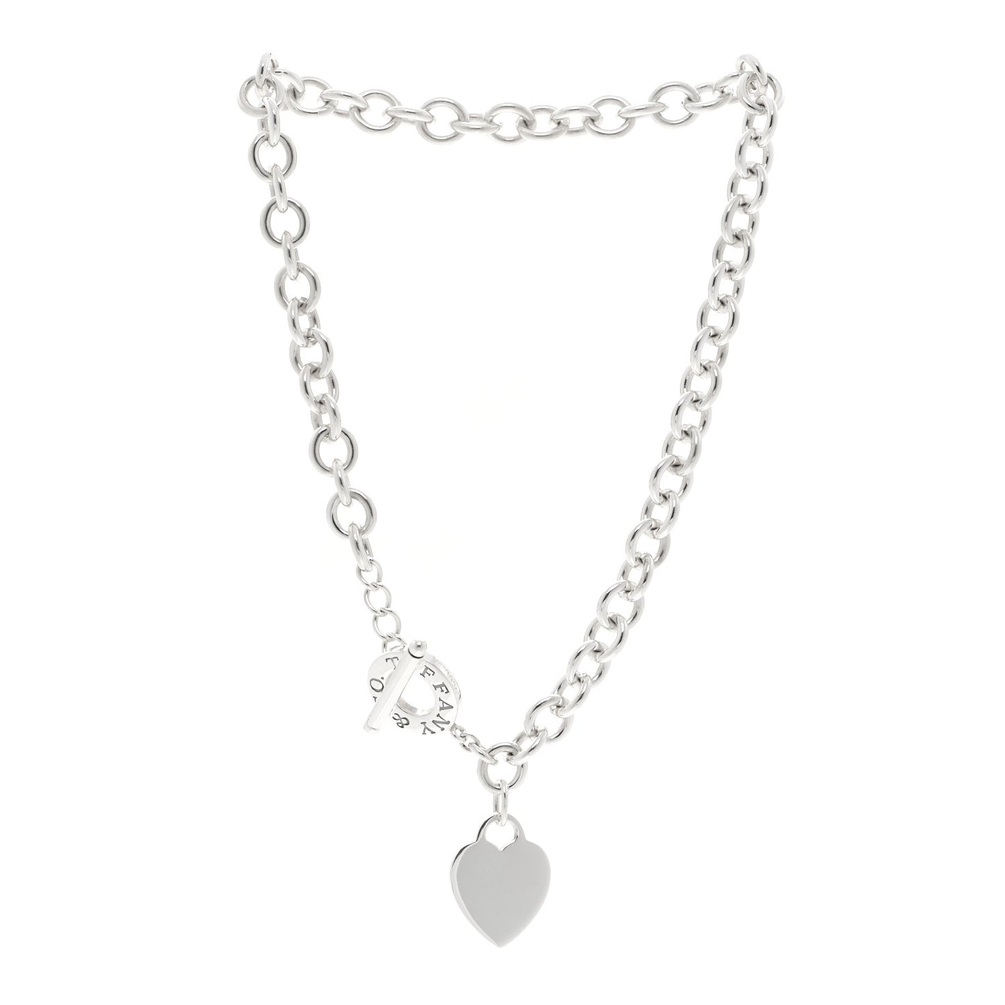 Sterling Silver Heart Tag Toggle Necklace