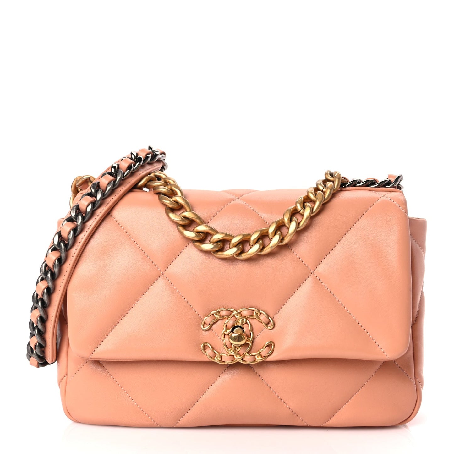 Lambskin Quilted Medium  19 Flap Beige