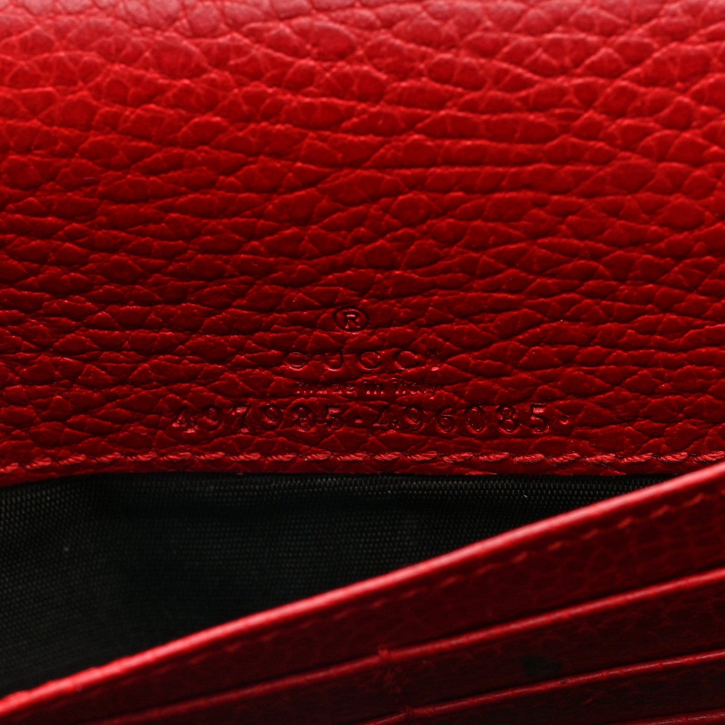 Dollar Calfskin Mini GG Marmont Chain Wallet Hibiscus Red