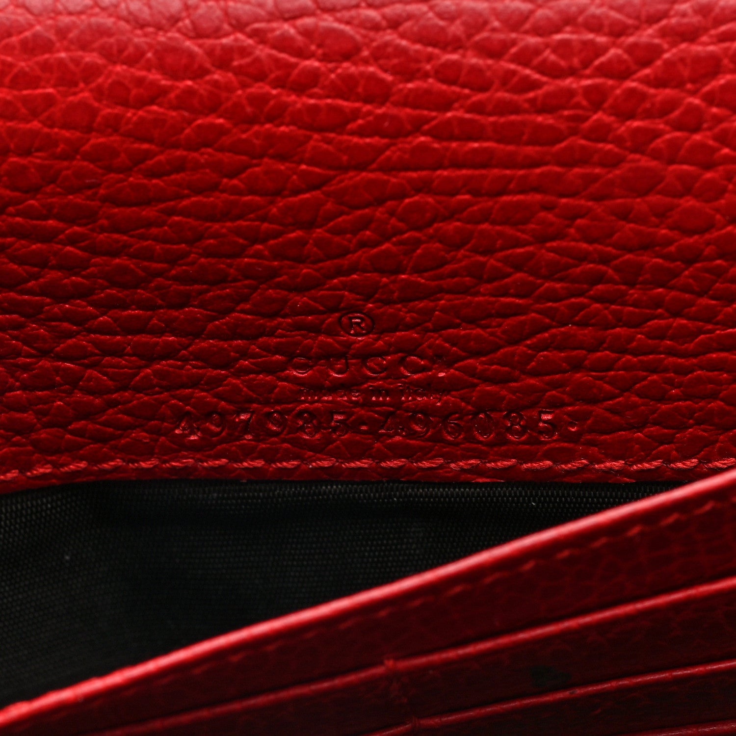 Gucci Dollar Calfskin Mini GG Marmont Chain Wallet Hibiscus Red 6 of 7