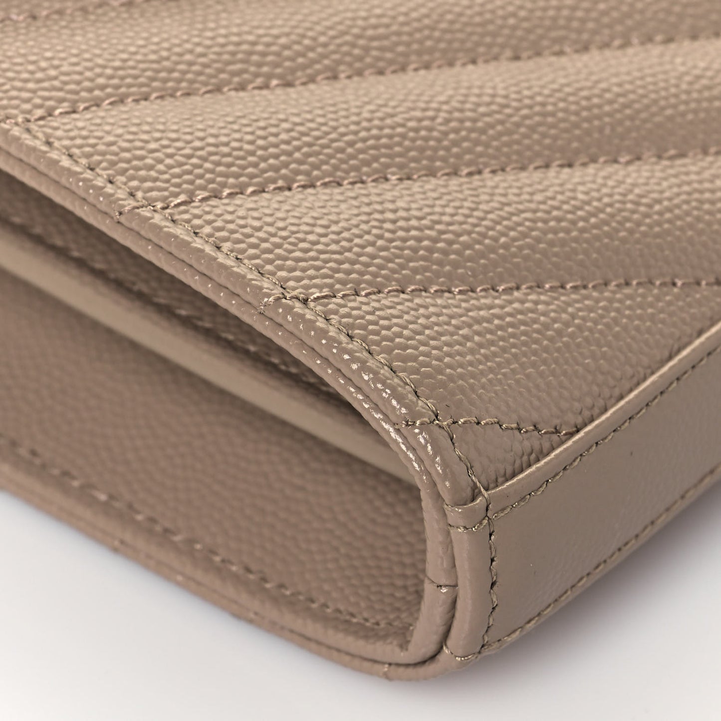 Grain De Poudre Matelasse Chevron Monogram Chain Wallet Deep Beige