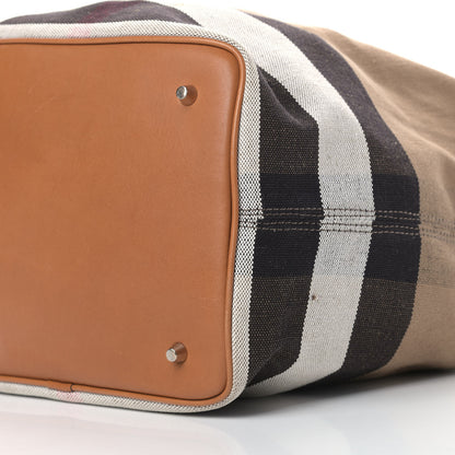 Burberry Canvas Mega Check Medium Ashby Hobo Saddle Brown 9 of 12