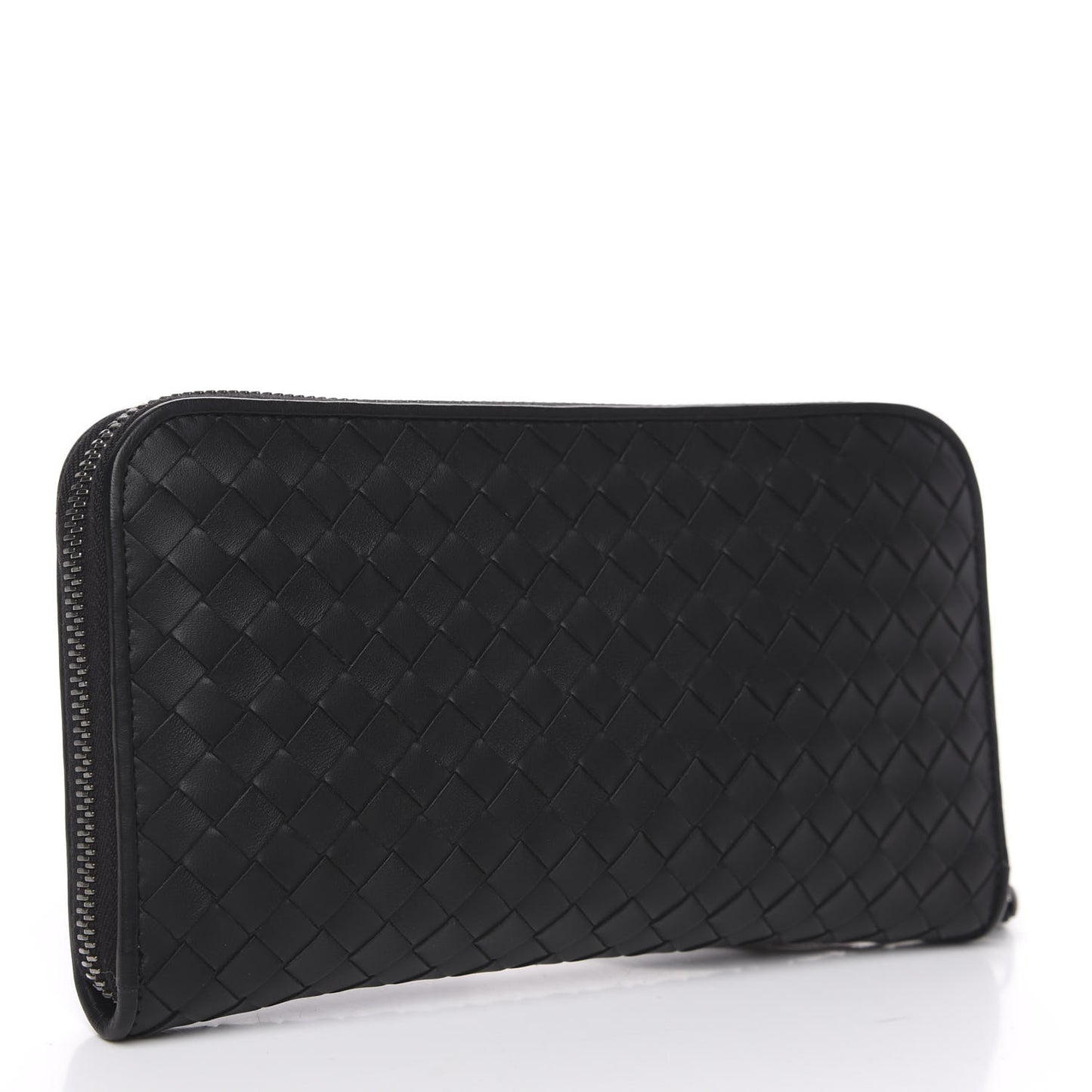 Nappa Intrecciato Zip Around Wallet Black