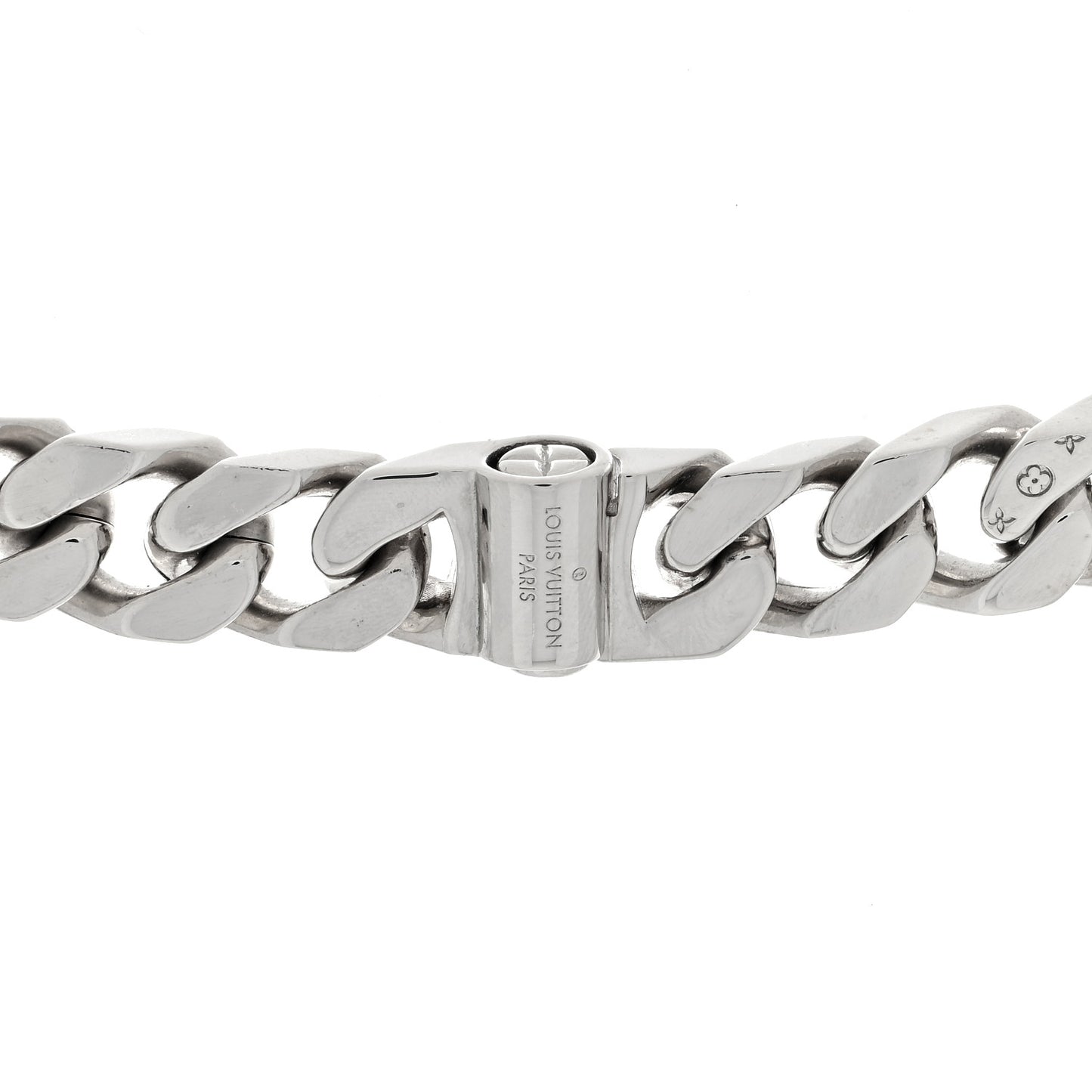 Metal Ceramic LV Sculpture Necklace Silver Blue