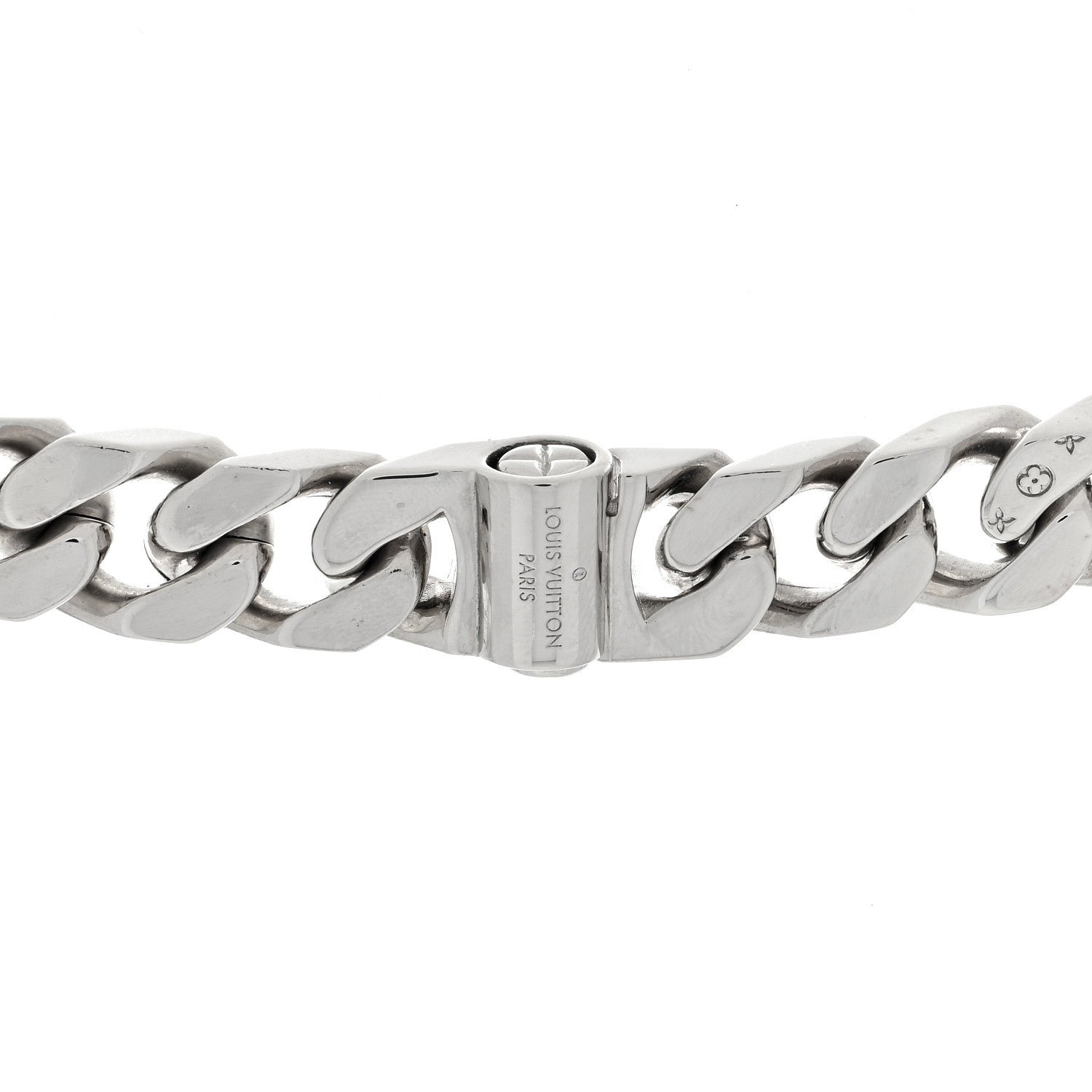 Louis Vuitton Metal Ceramic LV Sculpture Necklace Silver Blue 3 of 3