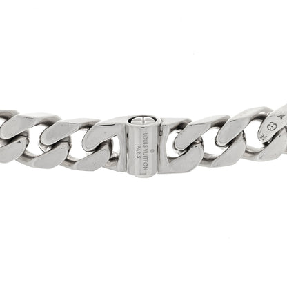 Louis Vuitton Metal Ceramic LV Sculpture Necklace Silver Blue 3 of 3