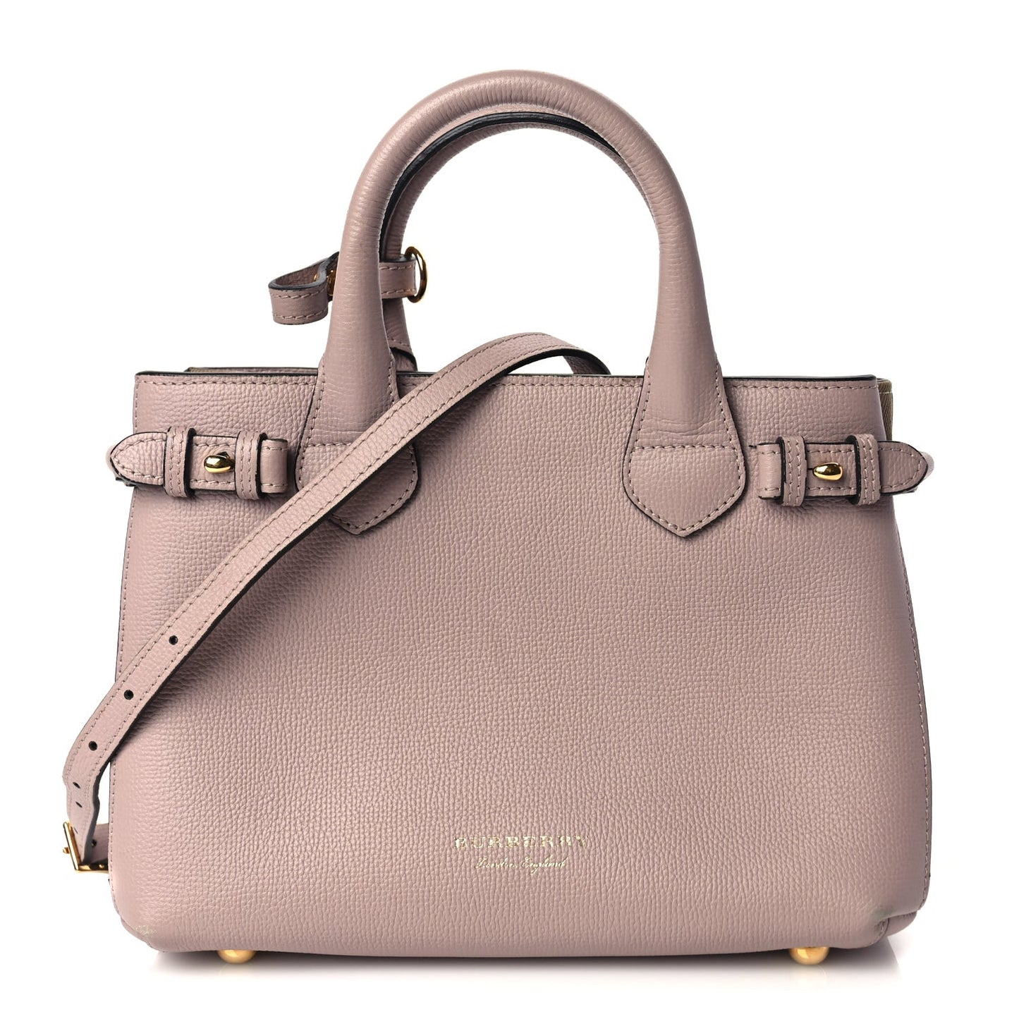 Derby Calfskin House Check Small Banner Tote Pink