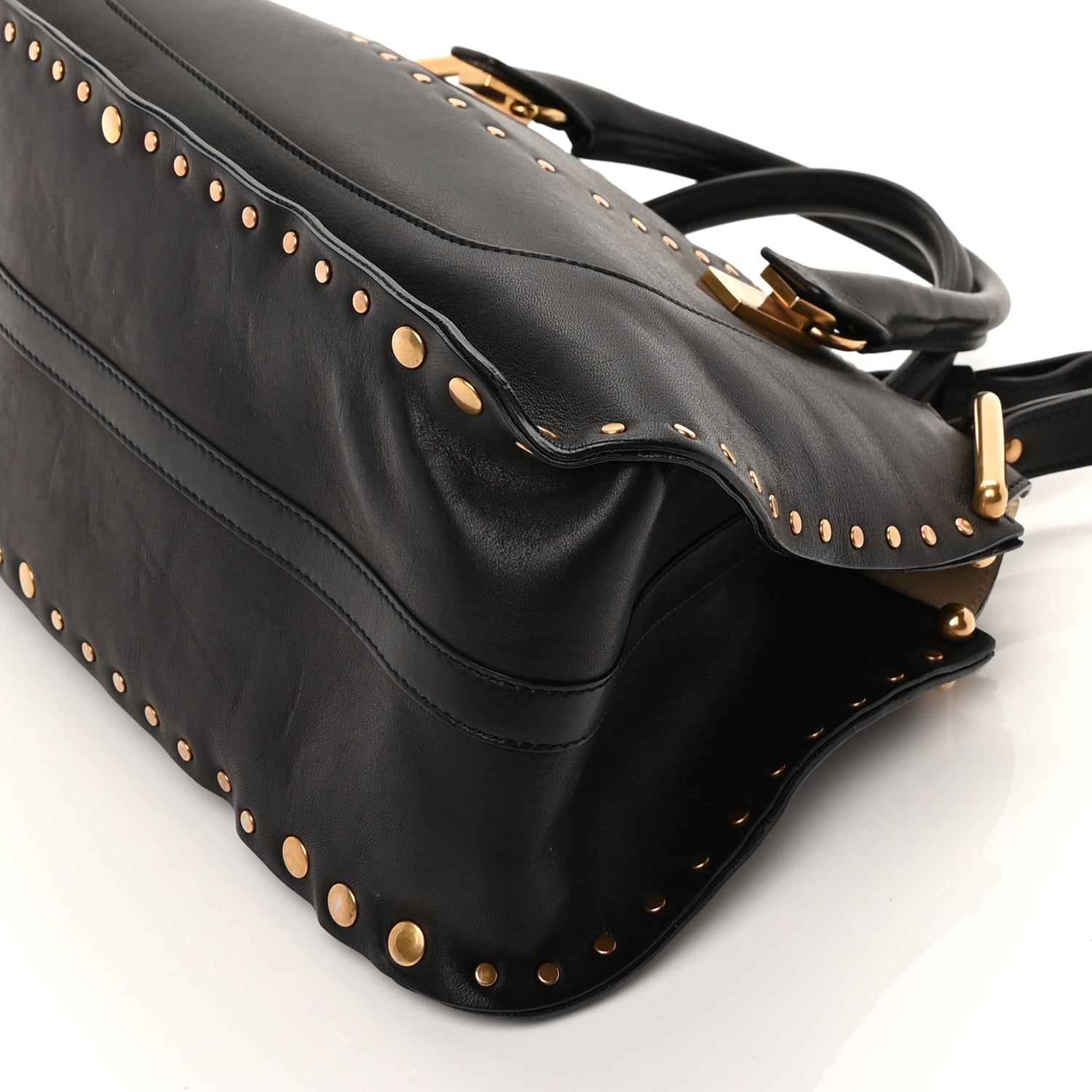 Chloe Calfskin Studded Hayley Double Carry Satchel  Black 8 of 8
