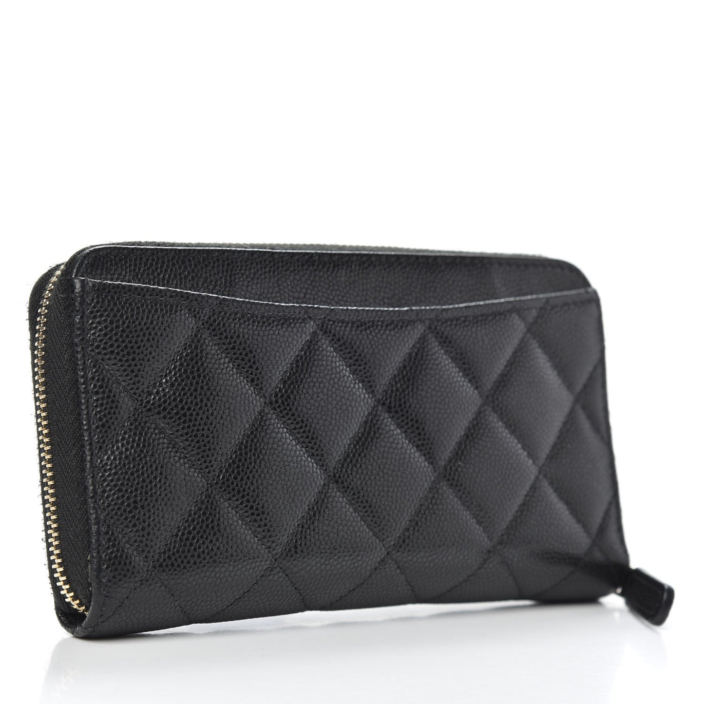 Caviar Quilted Medium Zip Around Wallet Black